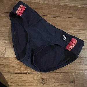 Navy Bikini Bottom with Pink Accents